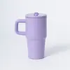 Copo térmico de aço inoxidável 304 com alça, caneca de café com canudo de grande capacidade, elegante e portátil para uso no escritório e no carro
