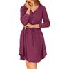 Ropa de Mujer Europea y Americana 2021 Wish Amazon Ebay Popular Color Puro Cuello en V Moda Manga Larga Botón Cinturón Vestido