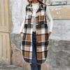 Bai Fen Zhi Yi Chaqueta Larga de Cuadros Retro Estilo Británico Casual con Solapa para Mujer - Más Vendida Transfronteriza Europea y Americana