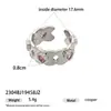 Anillo Dorado Blanco Chapado en Cobre, Lujo Accesible de Nicho, Anillo de Zirconia Colorida Incrustada de Gama Alta, Anillo Abierto Exquisito y Hermoso