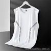 Colete Cruzado de Seda de Gelo Masculino Verão Secagem Rápida Sem Mangas Malha Sem Mangas Camiseta Tamanho Grande Roupa Masculina Solta Coletes Esportivos de Barreiras