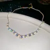 Collar Colgante Redondo Geométrico de Circonita Super Brillante, de Moda, Sencillo, Versátil, Elegante Cadena para Clavícula, Joyería de Lujo Ligero y de Alta Gama