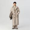 Elegante Casaco de Lã Masculino para Estudante Inverno Novo Espesso Espesso Fecho de Canto Médio-Longo com Capuz Casaco Casaco