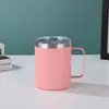 Caneca transfronteiriça de 12oz com alça, aço inoxidável 304, copo de escritório isolado, portátil com tampa, caneca de cerveja para exterior
