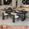 Escritorio de computadora estilo retro wabi-sabi de madera maciza, mesa de comedor rectangular pequeña negra, banco de trabajo, mesa de té