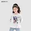 Ropa Infantil Sudadera Patchwork para Niñas 2026 Otoño Nueva Elegante Casual Superior para Niñas Ropa de Dibujos Animados
