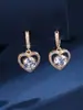 Moda europea y americana, llenos de diamantes, aretes de circonita cúbica en forma de corazón, aretes de lujo y alta gama para mujer, aretes más vendidos transfronterizos