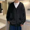 Suéter de cárdigan casual con botones, chaqueta de punto de otoño e invierno con bolsillos, top versátil unisex estilo perezoso para pareja con cuello en V