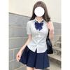 Jk Cintura Camisa Uniforme Top Manga Corta Original Genuino Verano Estilo Universitario Manga Burbuja Camisa Blanca traje