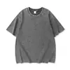 Camiseta de Manga Corta Lavada de Alta Calidad Estilo Nuevo de Verano 240, Holgada Casual Estilo Americano Vintage Algodón Pesado Lavado Camiseta para Pareja