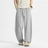 Pantalones de pierna curva estilo americano para hombre, pantalones fluidos de seda helada, pantalones casuales de pierna ancha para hombre, estilo nuevo de verano 2026, pantalones de chándal deportivos