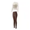 Conjunto de yoga feminino, sem costura e de alta elasticidade, modelador, para treinamento profissional de fitness, corrida e como peça externa, conjunto de duas peças