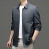 Chaqueta para Hombre Solapa Gama Alta Casual de Negocios Chaqueta Delgada Sin Planchado Cortavientos de Longitud Media para Hombre Hombre