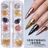 Nueva Joyería Caliente para Uñas ins Cadena Pequeña 12 Cajas Acero Dorado y Plateado Bola de Acero Pegatina Decorativa para Uñas DIY Cadena Metálica