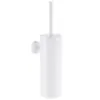 Cepillo de inodoro redondo de pared, resistente a olores, de mango largo, para uso en el baño, con cabezal de cepillo de acero inoxidable para limpiar y almacenar