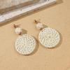 Pendientes Vintage de Pelo de Ratania y Rafia con Borlas Personalidad Exagerada Estilo Bohemio de Vacaciones Pendientes de Playa para Mujer