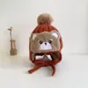 Sombrero de Invierno y Otoño para Niños Sombrero de Lana de Oso Sombrero de Algodón Tejido para Niñas Cálido Sombrero de Bebé Bufanda Conjunto de Dos Piezas
