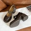 Zapatos Mary Jane de Tacón Grueso Estilo Francés para Mujer Primavera 2025 Nuevo Impermeables Antideslizantes Aumento de Altura Interno Zapatos de Cuero Pequeños Talla Pequeña 323334