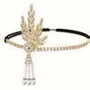 Adereço de cabeça preto com penas Gatsby dos anos 1920 para mulheres Halloween festa de despedida de solteira tiara de penas spot