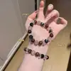 Pulseira de Cristal Natural com Contas Super Sete Ouro Negro, Novo Estilo Chinês Luxo Leve Pulseira Multicamadas Feita à Mão