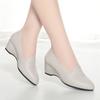 Zapatos de Trabajo Negros de Primavera y Otoño del Fabricante, Zapatos Cómodos de Suela Blanda, Zapatos de Piel para Mujeres de Mediana Edad, Zapatos de Trabajo con Tacón de Cuña para Viajar al Trabajo para Mujeres