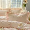 2026 Nueva Funda de Almohada de Algodón con Encaje de Doble Capa Estilo Coreano 48*74cm Funda de Almohada Una Pieza Época Primaveral