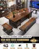 Conjunto Grande de Mesa de Chá e Cadeiras de Madeira Maciça, Uma Mesa e Cinco Cadeiras, Nova Mesa de Chá Estilo Chinês para Uso no Escritório ou em Casa, Mesa para Preparo de Chá Kung Fu