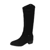 Botas Holgadas de Piel Gamuzada Esmerilada de Doble Uso con Punta Fina para Mujer, Nuevas Botas Vaqueras Occidentales Otoño/Invierno 2026, Botas Largas de Montar