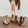 Botas Maillard estilo nuevo 2026, para mujer, de punta, plisadas, botines, botas vaqueras retro occidentales, botas de media caña con corte en V