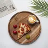 Prato de Jantar Personalizado em Madeira de Acácia, Bandeja de Chá, Prato de Lanche, Prato de Pão e Frutas, Bandeja de Chá Redonda Doméstica, Prato para Bolo de Frutas