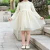Vestido de primavera y otoño para niñas, ropa infantil elegante y a la moda, retazos de malla estilo coreano, vestido súper de princesa de hadas