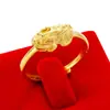 Anillo Pixiu Chapado en Oro de 24 Quilates para Mujer, Anillo Ajustable de Gato Kt de Dibujos Animados, Oro de Arena Vietnamita al por Mayor