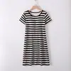 Vestido de Dormir Peça Única com Bojo, Vestido de Verão Listrado de Manga Curta para Mulheres, Não Precisa de Sutiã, Pode Ser Usado Fora de Casa, Roupa de Casa, Pijama Listrado