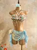 Cadena Corporal AYJ Bohemia Europea y Americana de Concha y Turquesa, Accesorio de Bikini de Playa con Borla de Cristal Multicapa
