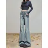 Jeans Acampanados Lavado Azul Nostálgico para Mujer 2026 Nuevo Otoño de Cintura Alta Sueltos Casual Versátiles Caída de Pantalones de Campana