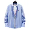 Comércio Exterior 2025 Nova Camisa de Manga Longa Primavera e Outono Camisa Masculina Slim Casual Listrada Roupas Masculinas de Outono