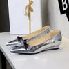 7200-H81 Hepburn Lujo Ligero Cuña Versátil Boca Baja Zapatos sin Cordones con Lazo, Zapatos Planos Elegantes de Punta Fina para Mujer