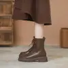 Botas Martin com aumento de altura para mulheres 2026 moda versátil novo estilo primavera e outono botas curtas de sola grossa para mulheres estilo britânico para mulheres baixas e magras