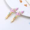 Accesorios para el Cabello Lacados Más Vendidos en Stock: Pinzas para el pelo de aleación para mujer, Pinzas de rana pintadas, Pinzas laterales florales, Adornos para el flequillo con pedrería