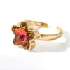 Joyería Gradiente Colorida Transfronteriza Europea y Americana para Mujer, Anillos Abiertos, Pendientes y Conjuntos de Collares Ligeros de Lujo a la Moda y Únicos Estilo Ins para Mujer
