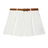 Moda Femenina Nueva Primavera 2026 AliExpress Transfronterizo Pantalones Cortos Casuales Plisados de Cintura Alta con Cinturón 8372472
