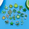 20 Pingentes de Liga de Trevo de Quatro Folhas e Cacto Verde Caindo para Pulseira Feita à Mão DIY Acessórios de Joia