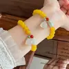 Pulseira de Ágata Amarela Natural com Contas de Lótus de Calcedônia Dropshipping Joias de Contas DIY Presente para Melhor Amigo Atacado do Fabricante