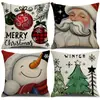 Capas de almofada de Natal outono e inverno transfronteiriças, capas de almofada de sofá, almofadas decorativas de linho estampadas, atmosfera de Natal no atacado