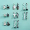 Accesorios de plata de ley S925 colgante de flor pequeña diente de león rama de flor de rosa hoja colgante decoración de pulsera de cristal