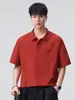 Ropa para Hombre Fengshe / Camisa Polo de Gasa Burbuja Estilo Americano Versátil Holgada 125g Camiseta de Manga Corta de Verano con Doble Bolsillo en el Pecho