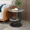 Sala de Estar Sofá Moderno Estilo Italiano, Mesa de Centro Lujo Ligero, Mesa Redonda de Doble Capa, Mesa de Esquina, Mesa Pequeña Creativa para Comedor, Mesa de Noche, Balcón