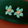 Brincos Vintage de Agulha Prata com Flores Incrustadas de Diamante, Brincos Retro Exquisitos Versáteis, Brincos Elegantes e de Alto Padrão para Mulheres