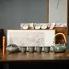 Juego de Té Ru Kiln Azul y Blanco Tazón Cubierto Tetera Regalo para el Hogar Evento de Empresa Souvenir de Aniversario Al por Mayor