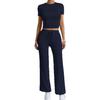 Ropa de Primavera 2025 para Mujer Transfronteriza Amazon Más Vendido Pantalones de Color Sólido Manga Corta Casual Moda Traje de Dos Piezas